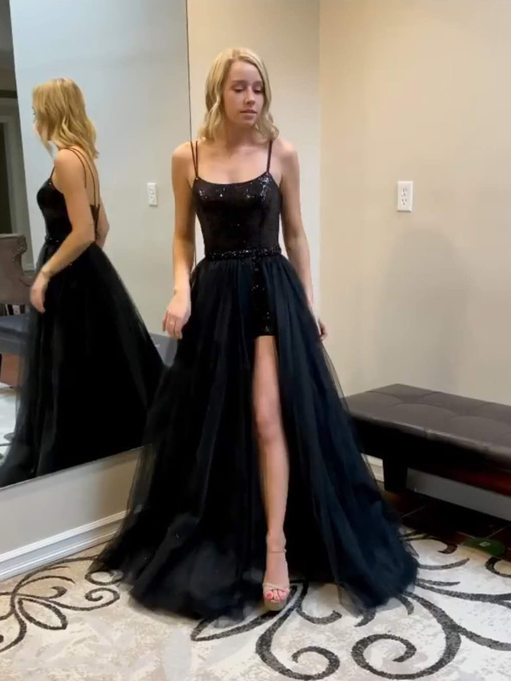 2 Pieces Black Prom Dresses, Lovely Prom Dresses, 2020 Prom Dresses