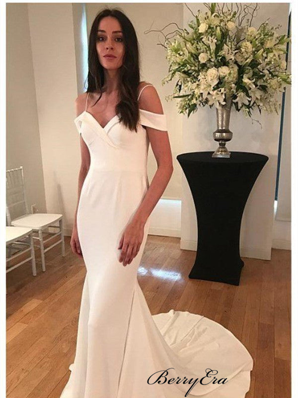 Off Shoulder Simple Wedding Dresses, Mermaid Weddng Dresses, Bridal Gowns