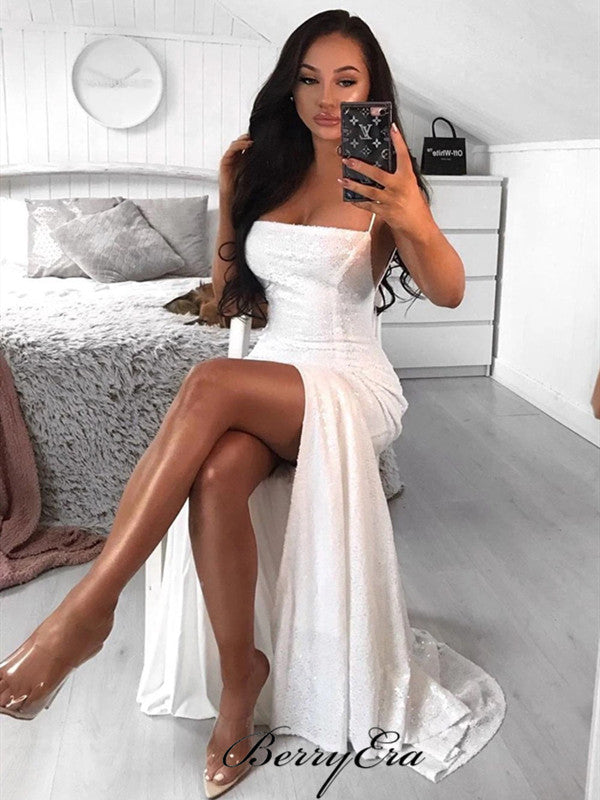 Sexy Sequins Long Prom Dresses, Straps Prom Dresses, 2020 Newest Prom Dresses