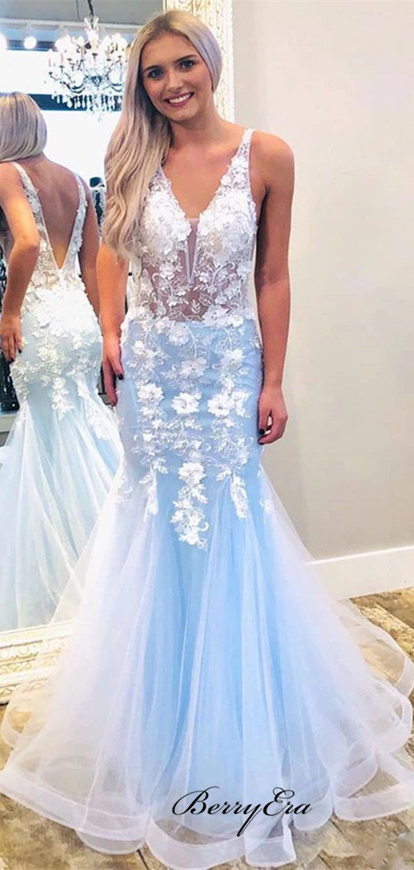 Elegant Mermaid Appliques 2020 Prom Dresses, Long Evening Party Prom Dresses