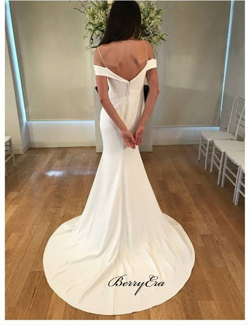 Off Shoulder Simple Wedding Dresses, Mermaid Weddng Dresses, Bridal Gowns