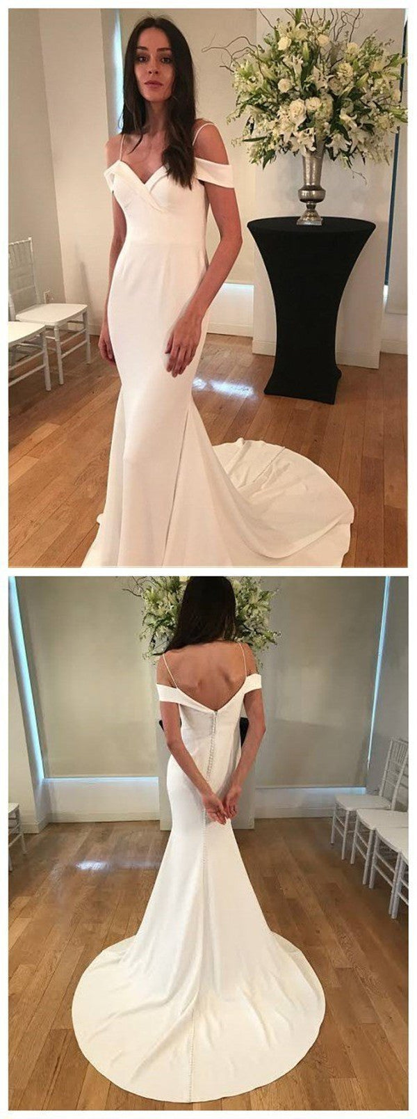 Off Shoulder Simple Wedding Dresses, Mermaid Weddng Dresses, Bridal Gowns