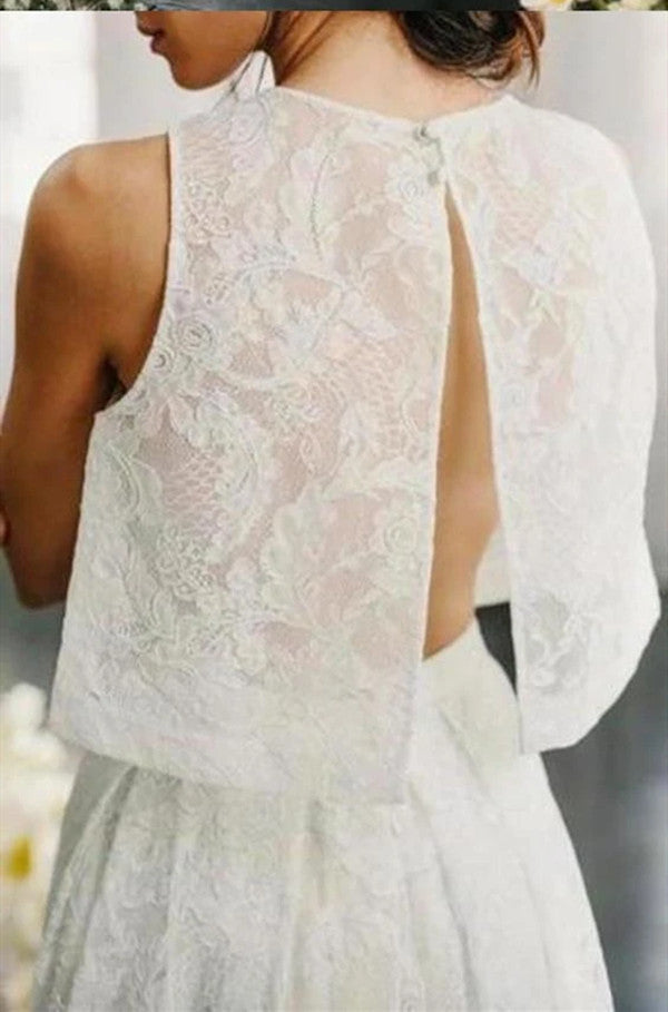 Two Pieces Lace Long Weddding Dresses, Fancy Bridal Gowns, 2020 Wedding Dresses