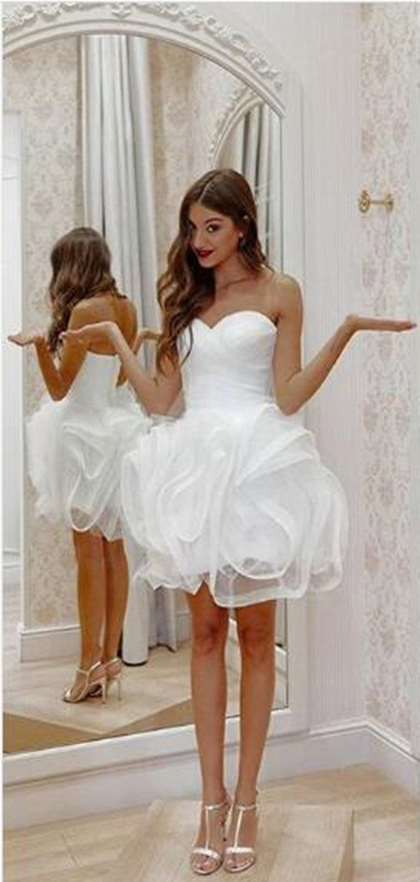 Sweetheart Strapless Short Wedding Dresses, Lovely Wedding Dresses, 2020 Wedding Dresses