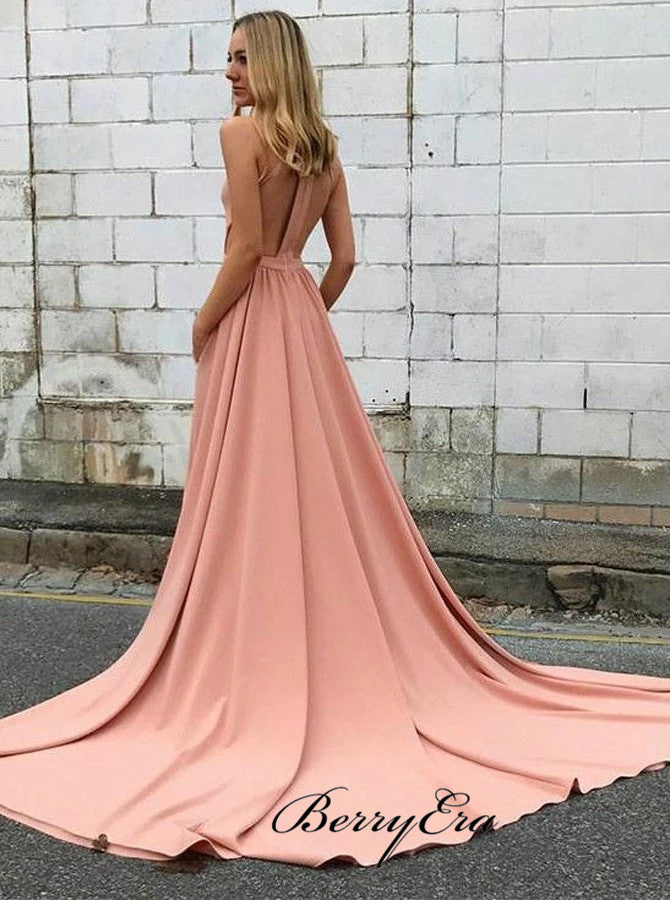 Halter Sexy Long Prom Dresses, A-line Prom Dresses, Cheap Prom Dresses