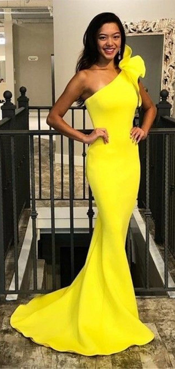 Yellow Color Mermaid Popular Prom Dresses, Graduation Party Long Prom Dresses