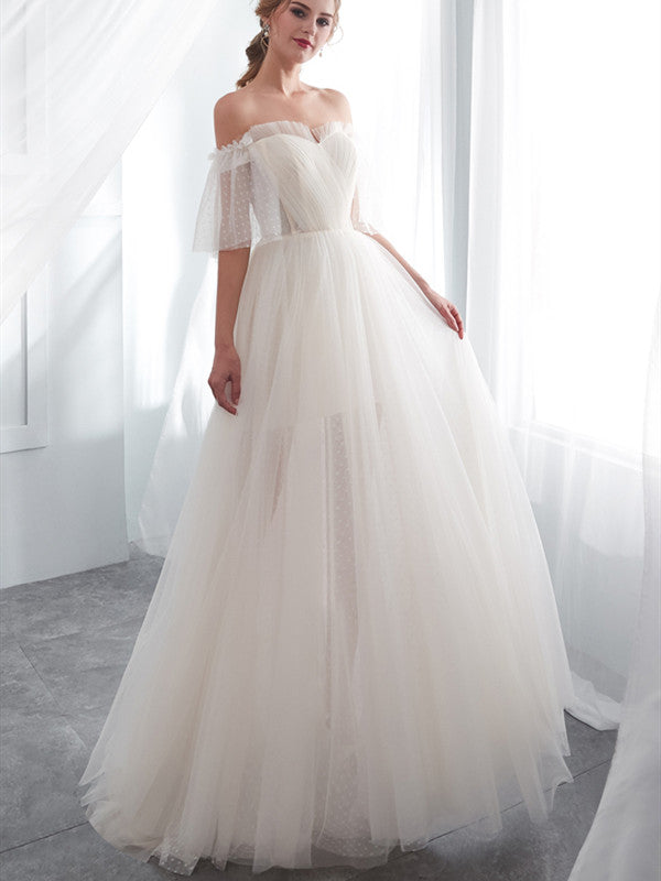 Sweetheart Off The Shoulder Wedding Dresses, A-line Modest Wedding Dresses