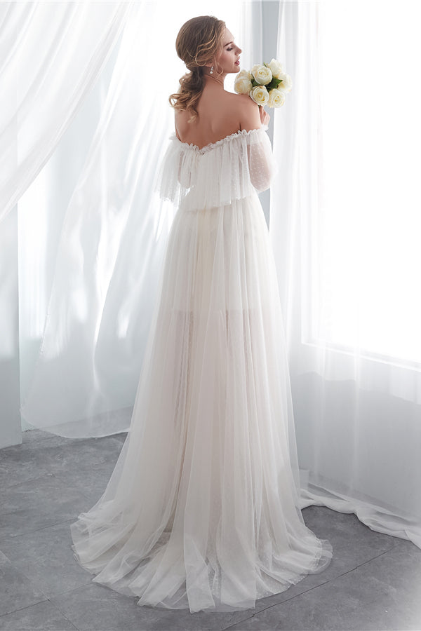 Sweetheart Off The Shoulder Wedding Dresses, A-line Modest Wedding Dresses