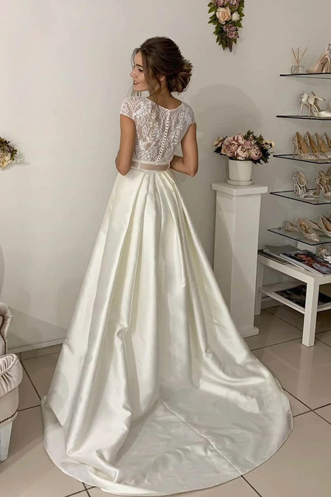 Cap Sleeves A-line Wedding Dresses, High Fashion Lace Wedding Dresses 2020