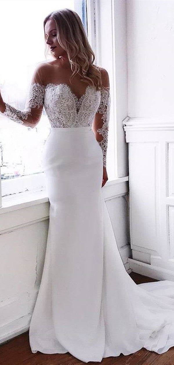 Long Sleeves Lace Popular Wedding Dresses, Mermaid Wedding Dresses, 2020 Wedding Dresses