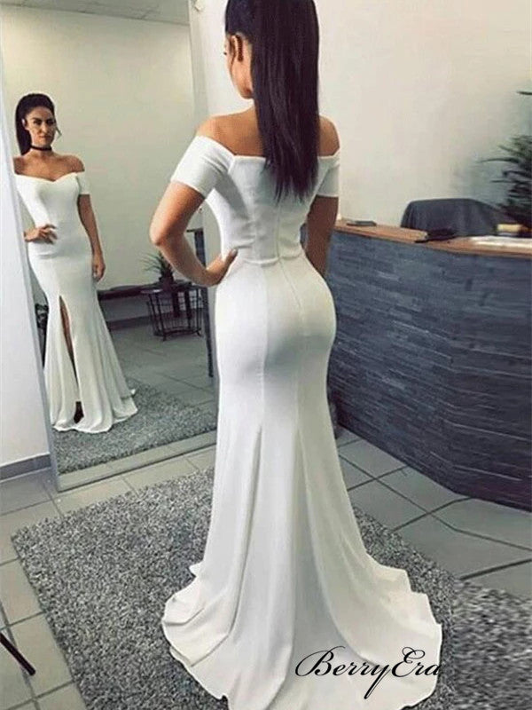 Simple Design Mermaid Prom Dresses, Cheap Off Shoulder Prom Dresses