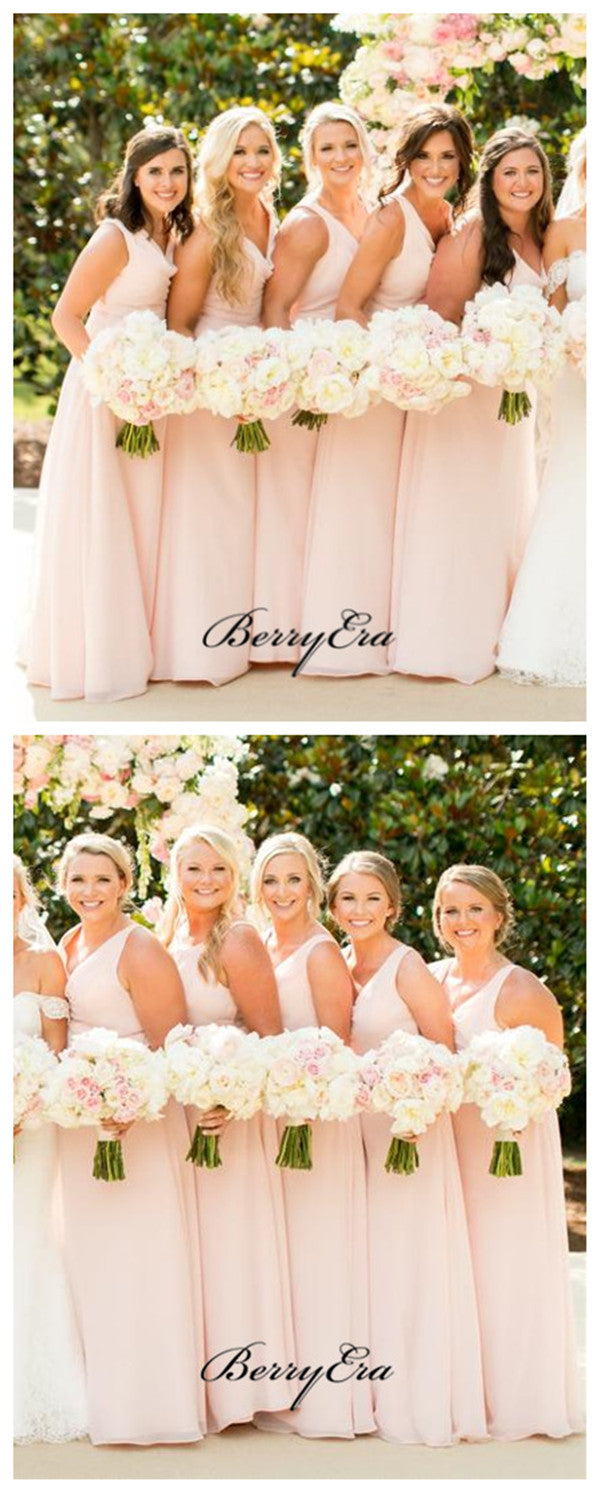 New Simple Pink Bridesmaid Dresses, A-line Chiffon Bridesmaid Dresses