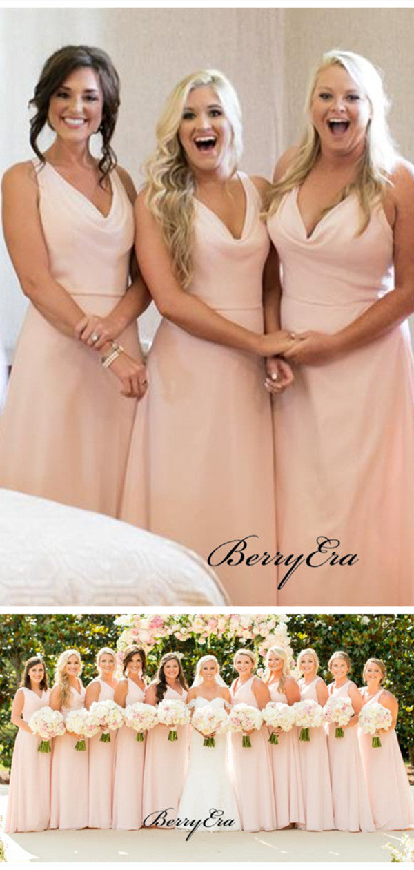 New Simple Pink Bridesmaid Dresses, A-line Chiffon Bridesmaid Dresses