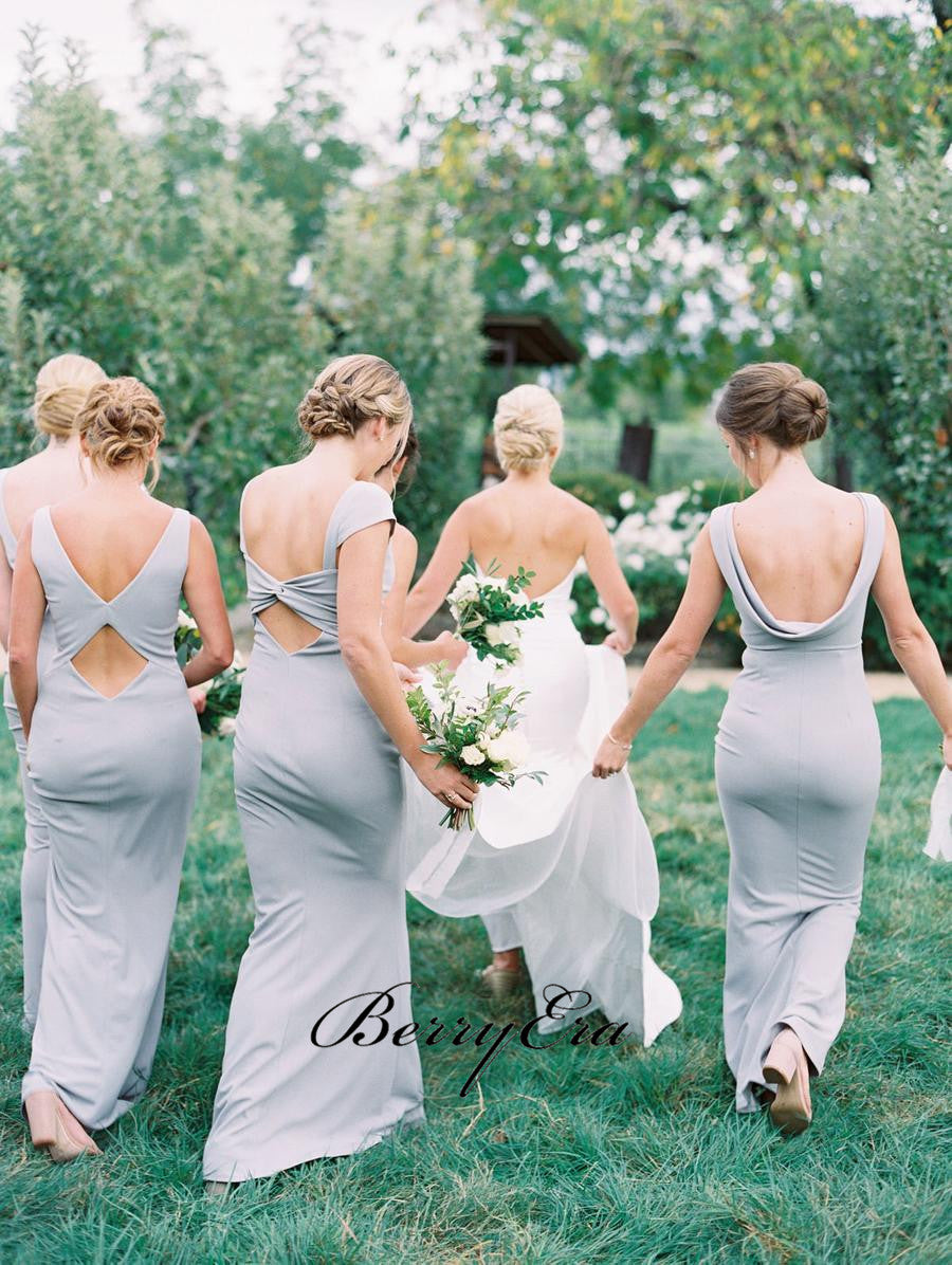 Mismatched Grey Mermaid Bridesmaid Dresses, Unique Popular Bridesmaid Dresses