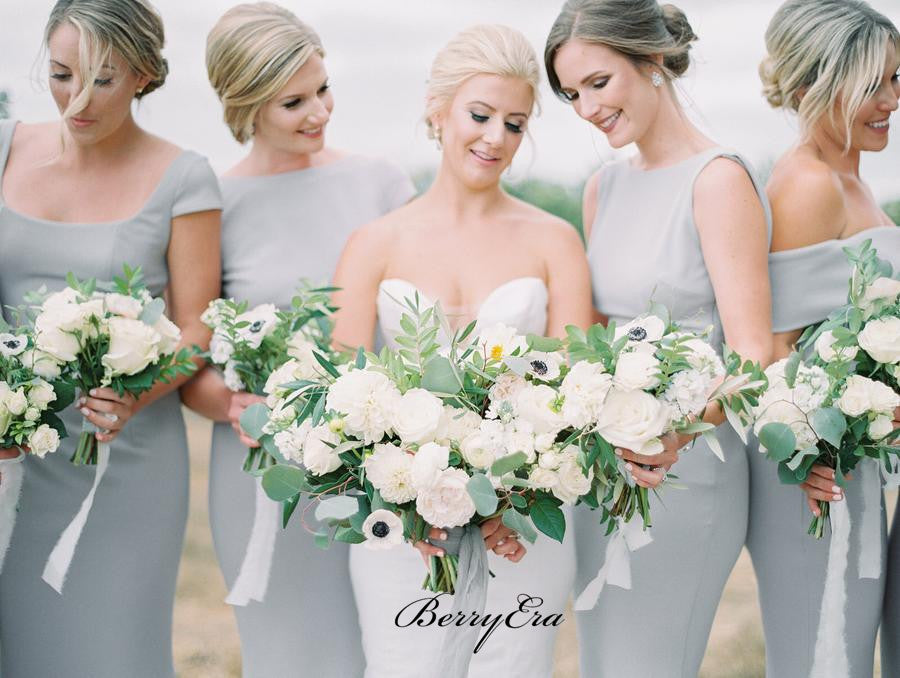 Mismatched Grey Mermaid Bridesmaid Dresses, Unique Popular Bridesmaid Dresses