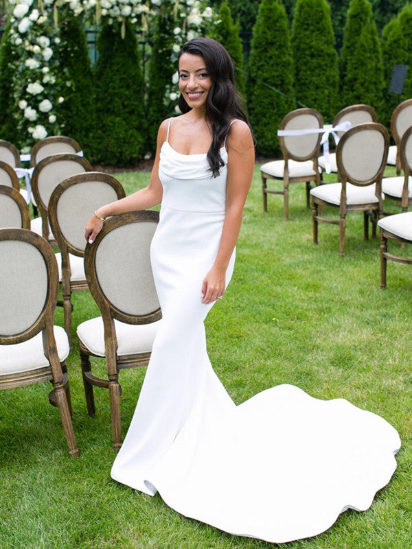 Spaghetti Straps Simple Wedding Dresses, Cheap Wedding Dresses, Outdoor Wedding Dresses