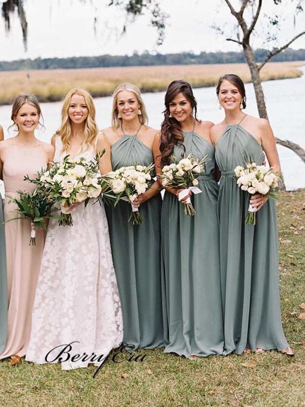 Halter Wedding Bridal Dresses, A-line Simple Bridesmaid Dresses