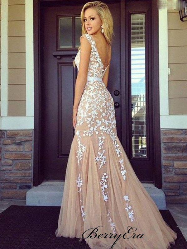 Popular Mermaid Lace Prom Dresses, Elegant Long Prom Dresses 2019