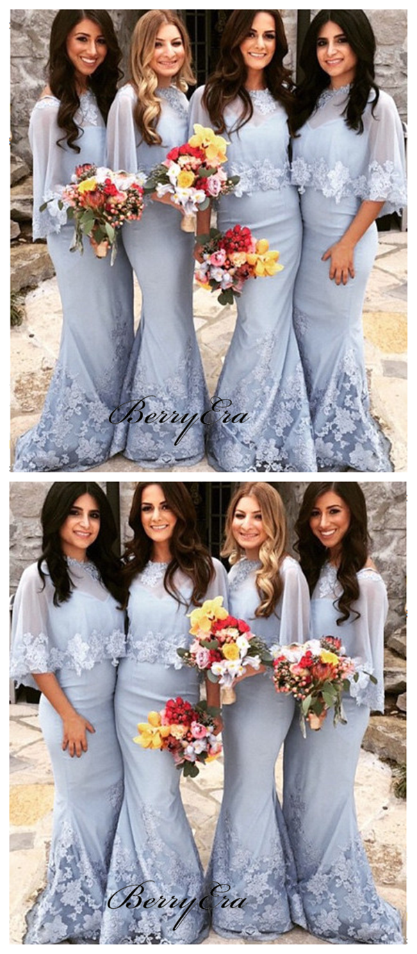 Elegant Lace Mermaid Bridesmaid Dresses, Fancy Wedding Guest Dresses