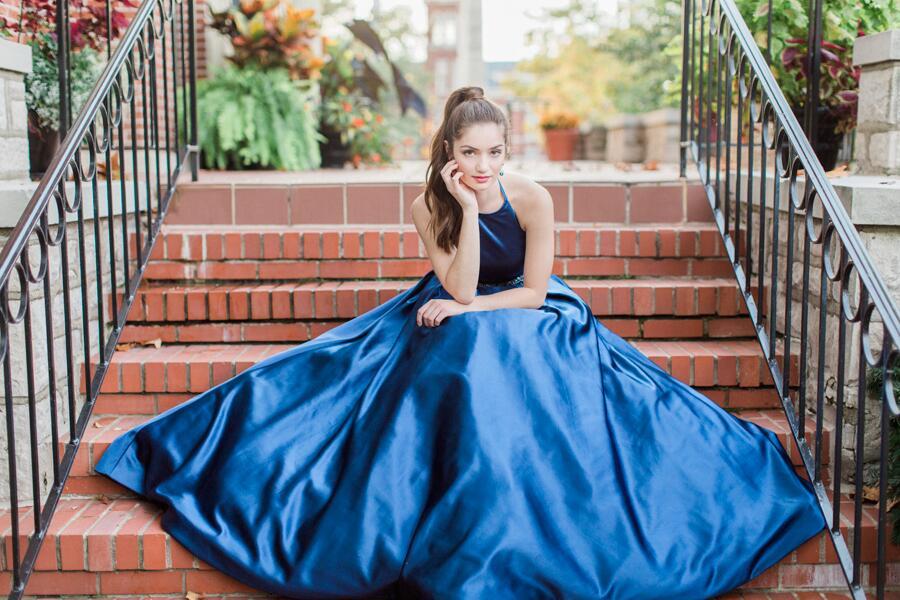 Sleeveless Royal Blue A Line Long Evening Party Prom Dress