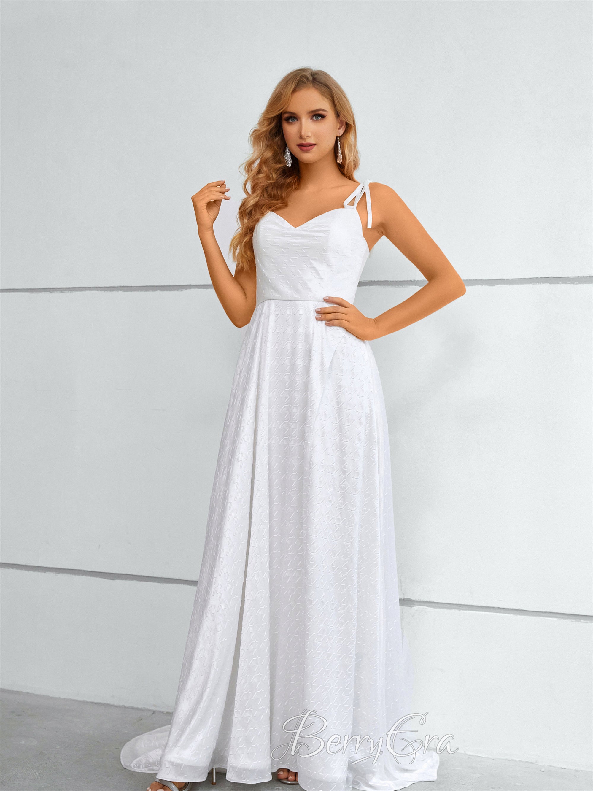 V-neck Jersey Embroidery A-line Prom Dresses, Bridesmaid Dresses, Newest Prom Dresses, Simple Formal Dresses, Evening Dresses