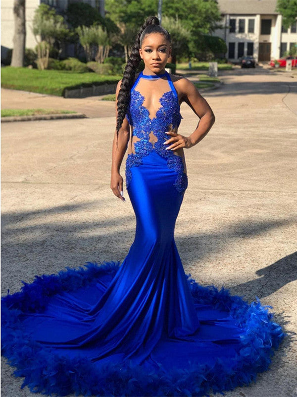 Royal Blue Sexy Lace Mermaid Long Prom Dress, New 2019 Party Dress