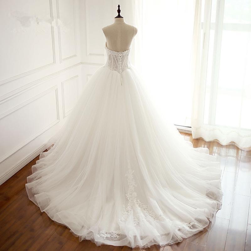 Sweetheart Lace Tulle Long Wedding Dresses