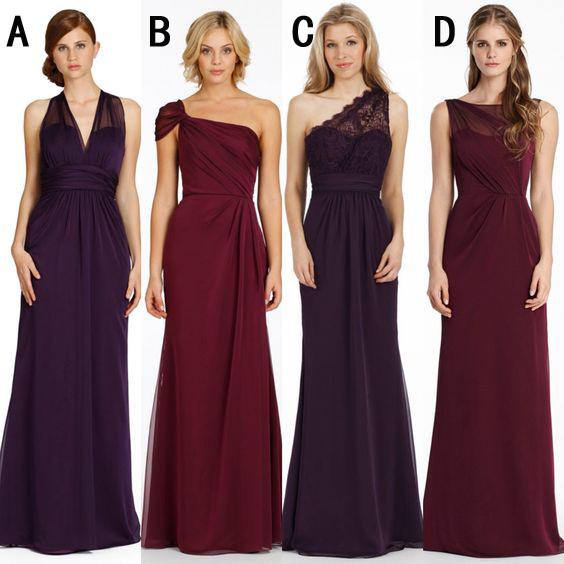 Mismatched Long Chiffon Bridesmaid Dresses, Wedding Party Dresses