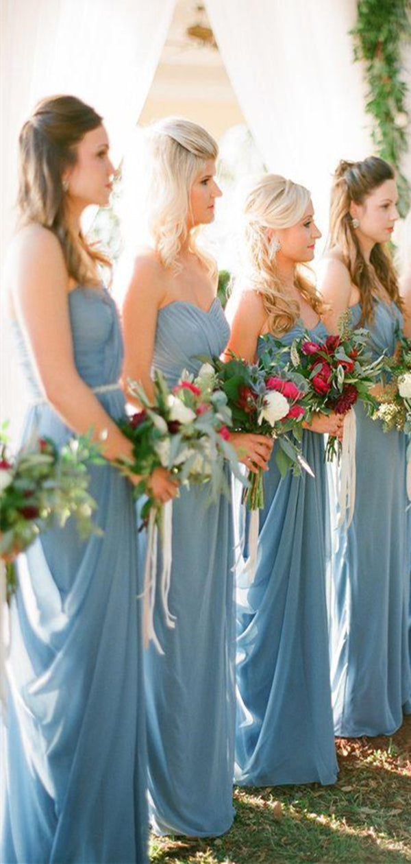 Simple Chiffon Bridesmaid Dresses, Long Bridesmaid Dresses