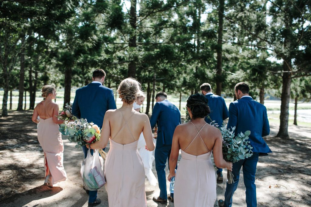 Blush Pink V-neck Long Sheath Chiffon Bridesmaid Dresses