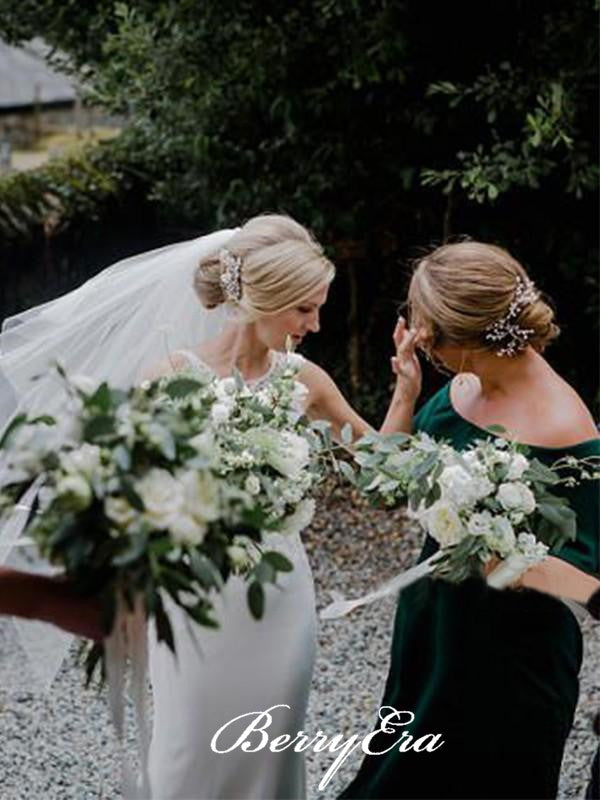 Off Shoulder Emerald Green Bridesmaid Dresses