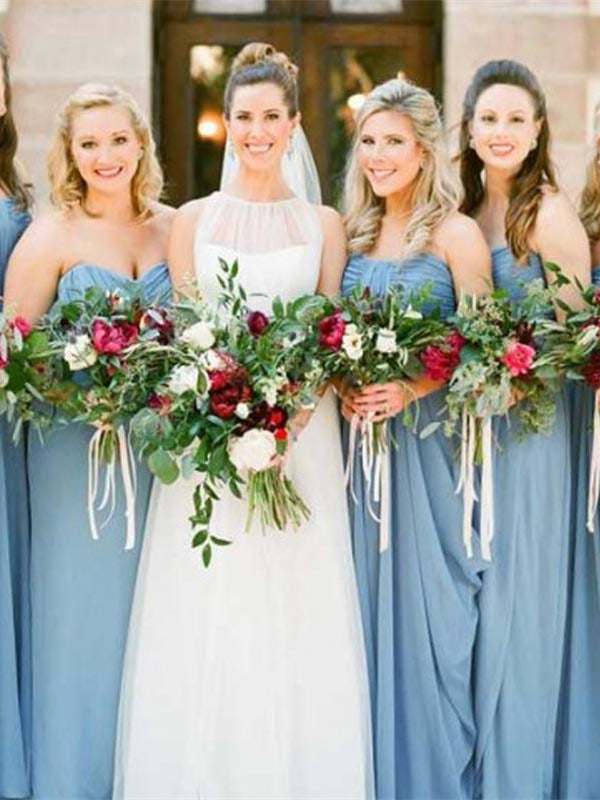 Simple Chiffon Bridesmaid Dresses, Long Bridesmaid Dresses