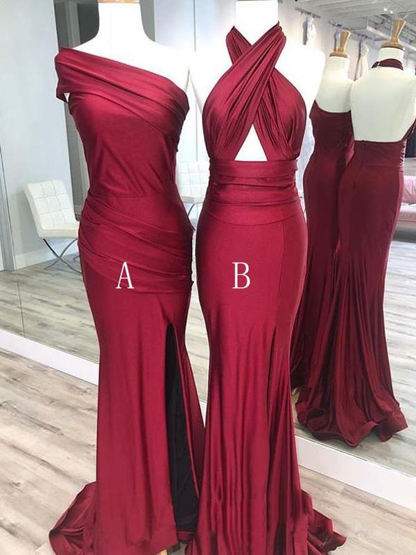 Mismatched Long Mermaid Elastic Satin Bridesmaid Dresses, Newest Bridesmaid Dresses