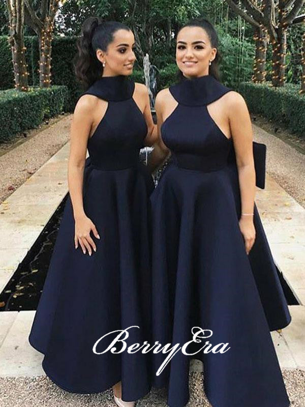 Lovely Satin A-line Long Bridesmaid Dresses, Wedding Guest Dresses