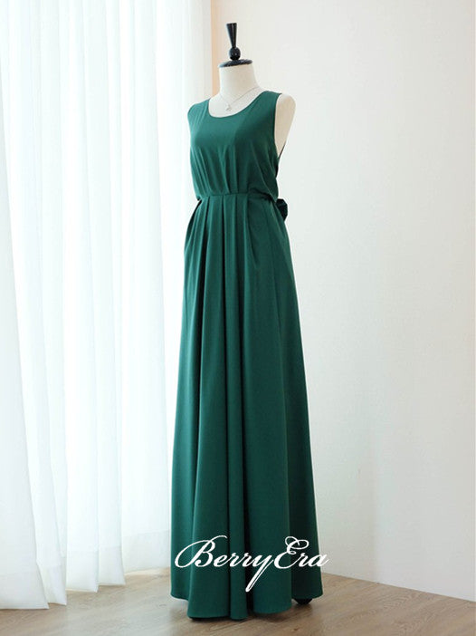 Sleeveless Emerald Green A-line Bridesmaid Dresses