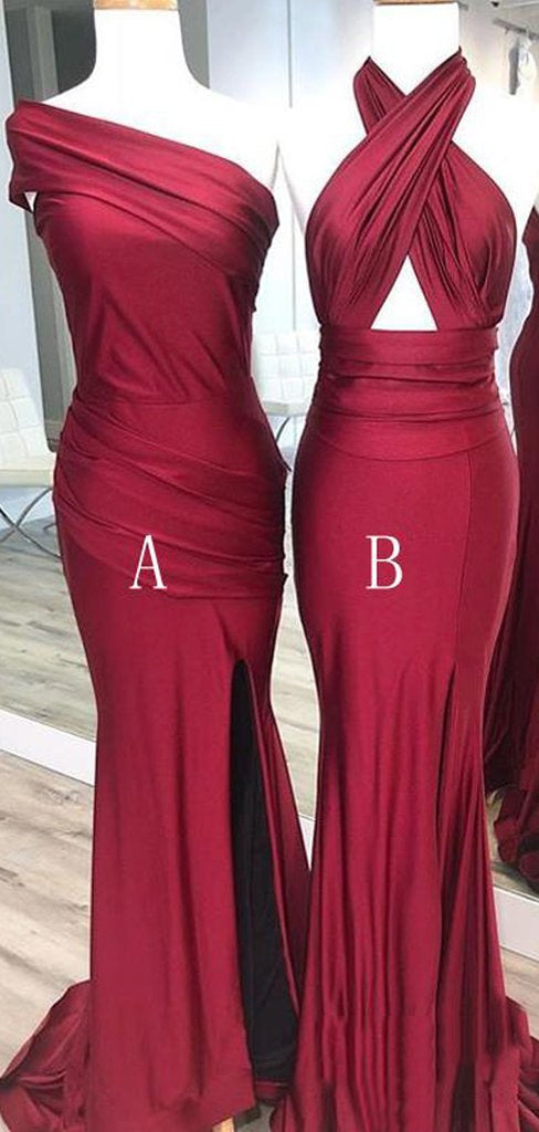 Mismatched Long Mermaid Elastic Satin Bridesmaid Dresses, Newest Bridesmaid Dresses