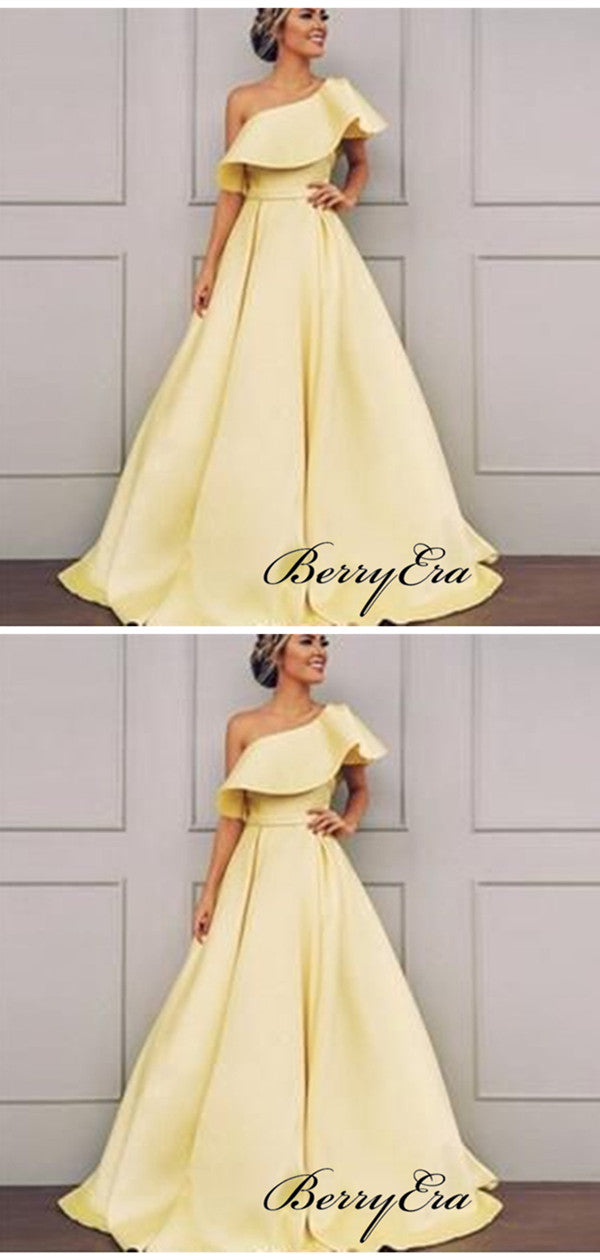 Satin A-line Modest Prom Dresses, Trendy New Prom Dresses Long