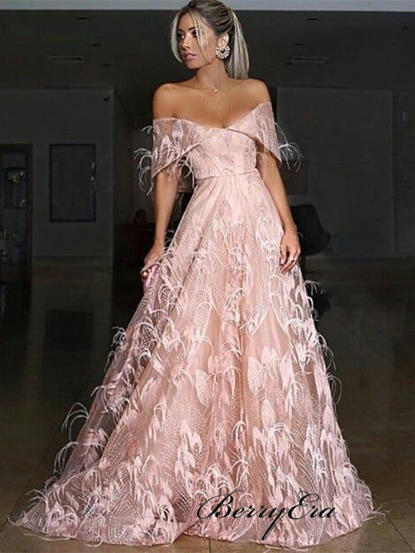 Modest Sexy Off The Shoulder Prom Dresses, A-line Prom Dresses 2019