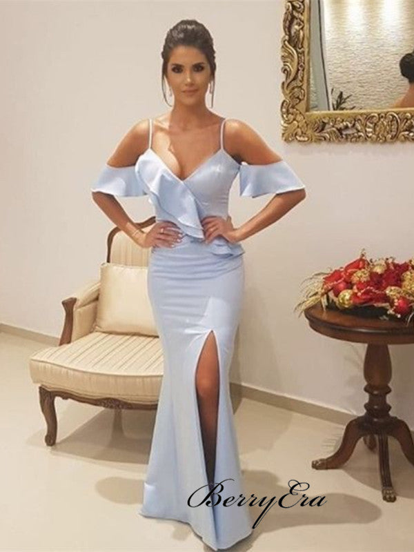 Gorgeous Off The Shoulder Prom Dresses, Mermaid Slit Prom Dresses