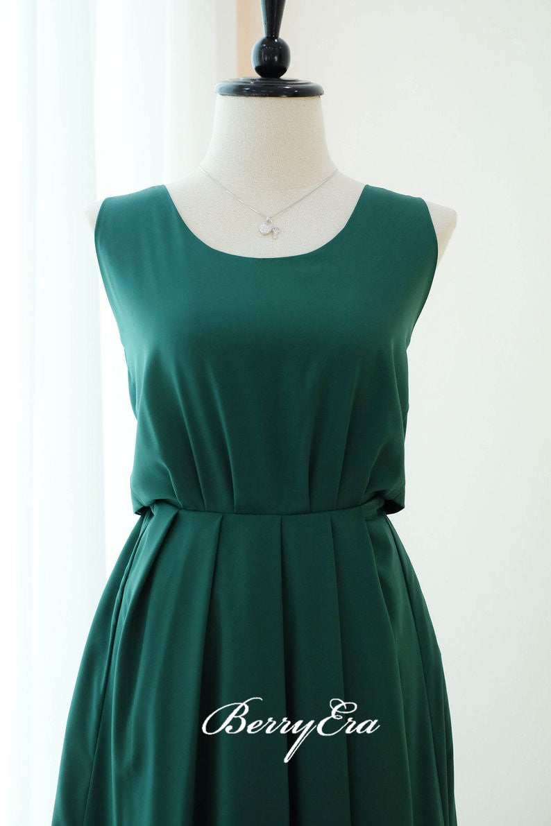 Sleeveless Emerald Green A-line Bridesmaid Dresses