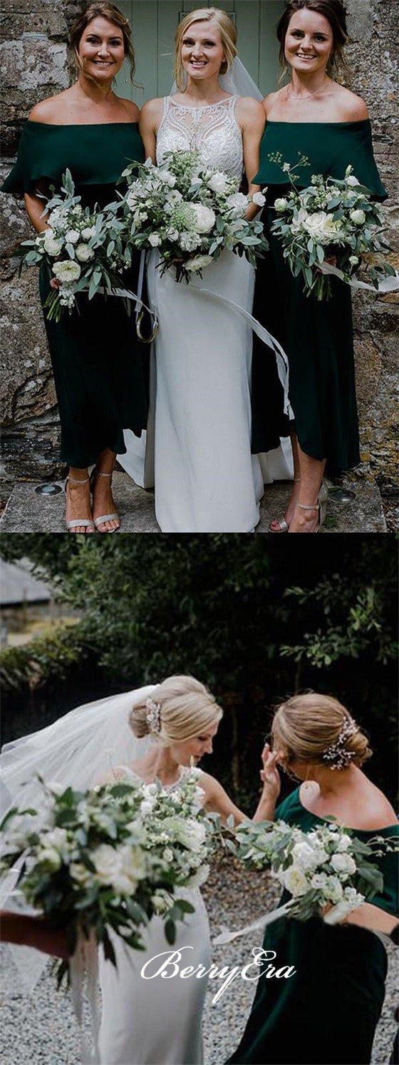 Off Shoulder Emerald Green Bridesmaid Dresses