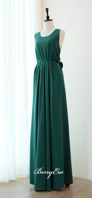 Sleeveless Emerald Green A-line Bridesmaid Dresses