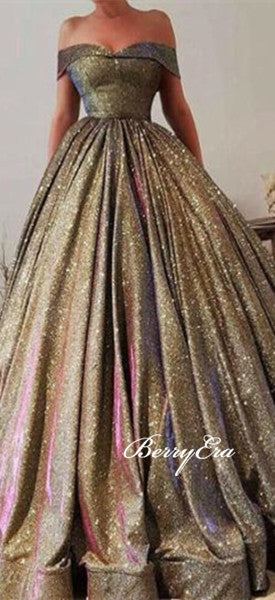 Off Shoulder Colorful Jersey Long A-line Prom Dresses, Ball Gown Prom Dresses, 2020 Prom Dresses