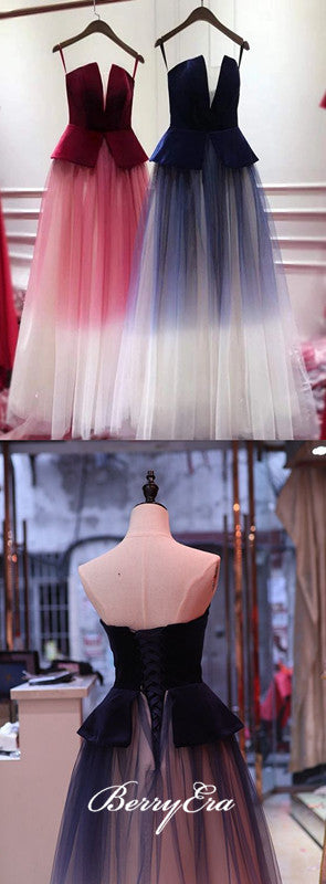 Gradient Long Tulle Prom Dresses, Popular Prom Dresses, New Arrival Prom Dresses