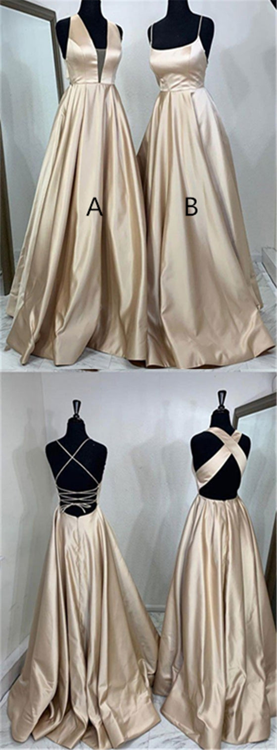 Simple Design Satin Prom Dresses, Long Prom Dresses, Affordable Prom Dresses