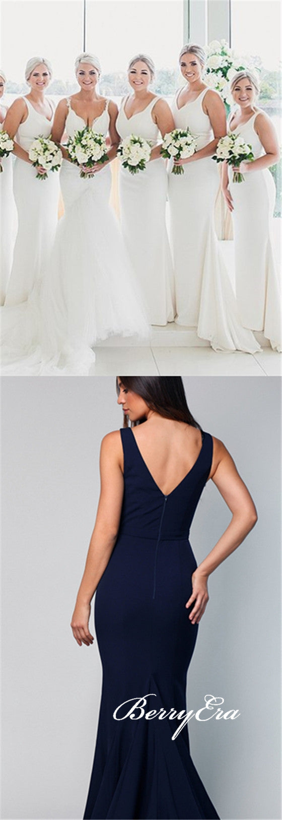 Elegant Long Mermaid Bridesmaid Dresses, Simple Bridesmaid Dresses