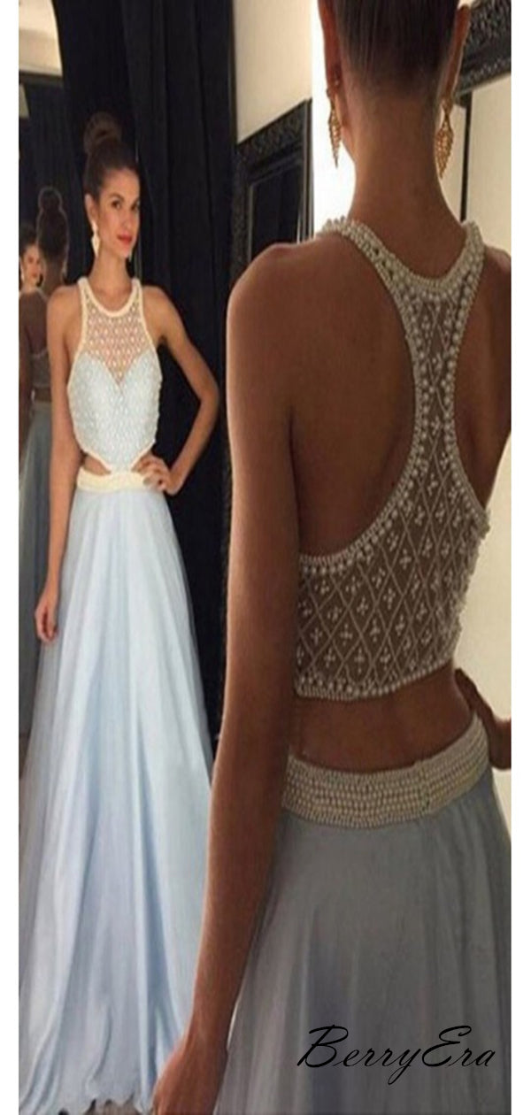 Illusion Rhinestones Prom Long Dresses, Beaded Long Prom Dresses, Beauty Prom Dresses