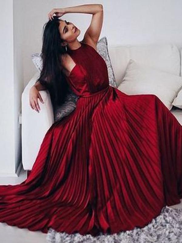 Unique Red Long A-line Cheap Prom Dresses