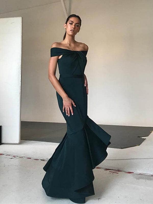 Off Shoulder Teal Mermaid Gorgeous Long Prom Dresses