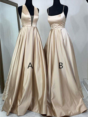 Simple Design Satin Prom Dresses, Long Prom Dresses, Affordable Prom Dresses